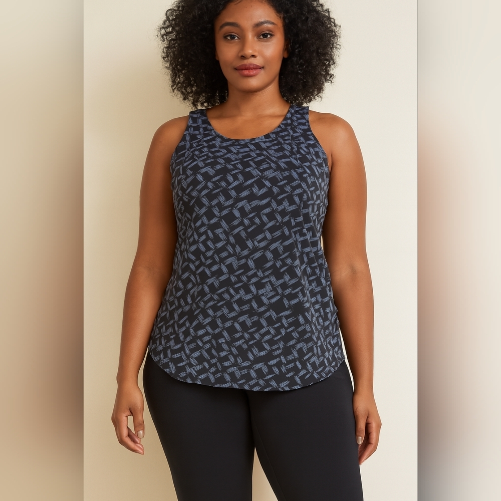 💙 Banana Republic Abstract Geometric Print Sleeveless Shell Top Large EUC